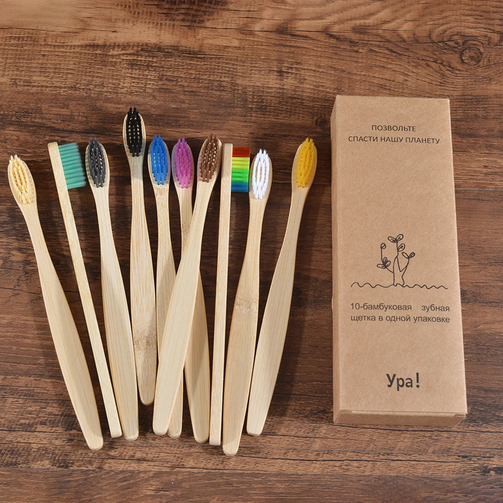 10 toothbrushes made from natural bamboo