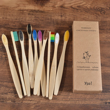 10 toothbrushes made from natural bamboo